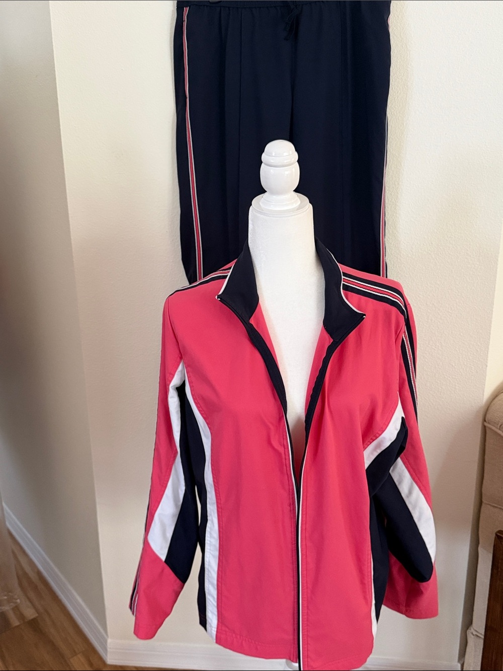 Women's Pink and Navy Blue Athletic Track set
